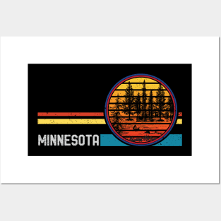 Retro Vintage Minnesota Mn 80s Forest Lake Mountain Sunset Posters and Art